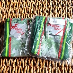 TWO Christmas kitchen towels